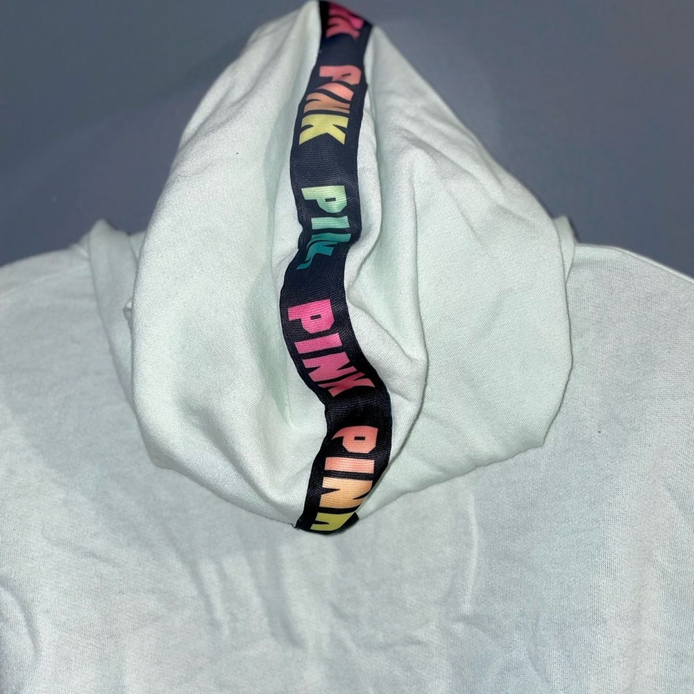 PINK Victoria’s Secret light teal blue/green zip up hoodie sweatshirt size small - Picture 9 of 16